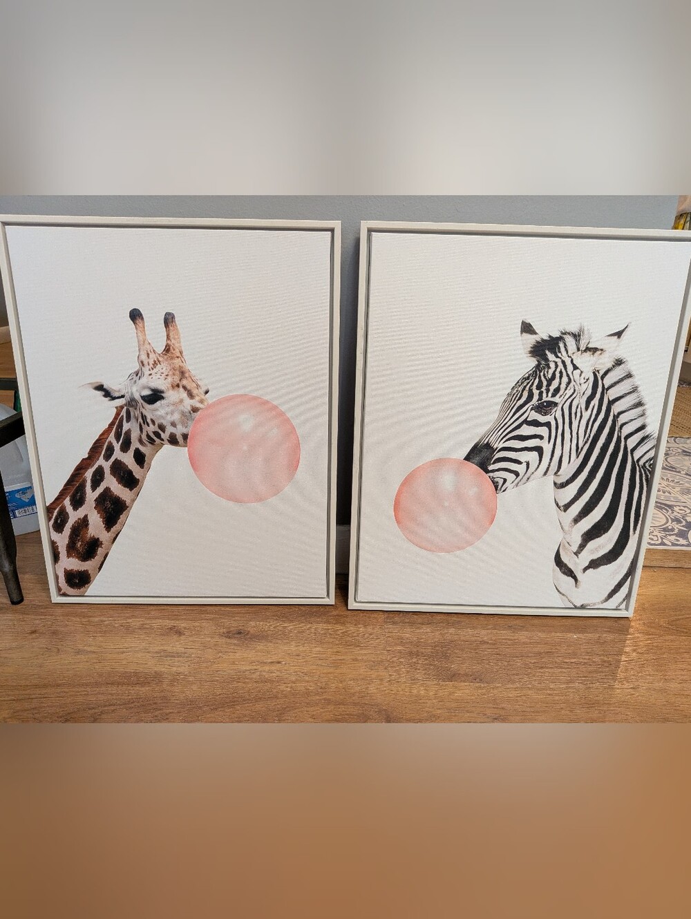 Whimsical Animal Bubblegum Wall Art Pair - Perfect For Nursery Or Playroom!
